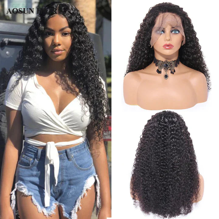 Cacaolux Wigs For Black Women Remy Human Hair Kinky Curly 13x4 Front Lace Wig 150% Pre Plucked with Baby Hair