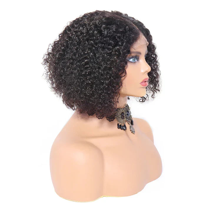 Cacaolux Kinky Curly Bob Wig 4x4 Front Lace 100% Human Hair Brazilian Virgin Hair