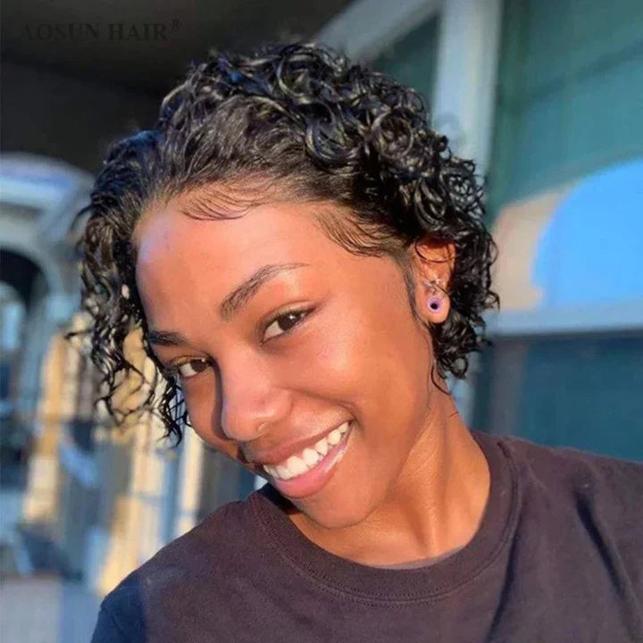 cacaolux pixie cut lace wig preplucked short hair wigs curly lace