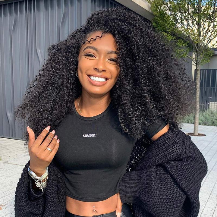 Lace Wig Kinky Curly Virgin Human Hair Wigs Pre Plucked with Baby Hair